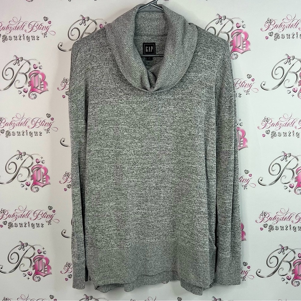 GAP turtleneck sweater comfy Women's Heather Gray Cowl Neck Sweater